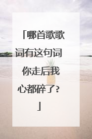 哪首歌歌词有这句词 你走后我心都碎了?