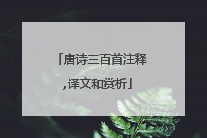 唐诗三百首注释,译文和赏析