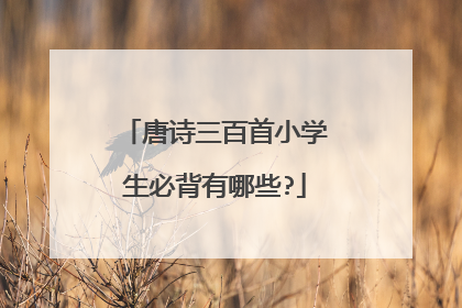 唐诗三百首小学生必背有哪些?