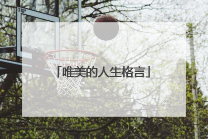 唯美的人生格言