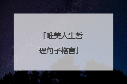 唯美人生哲理句子格言