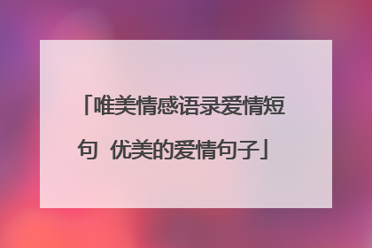 唯美情感语录爱情短句 优美的爱情句子