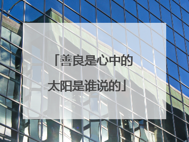 善良是心中的太阳是谁说的