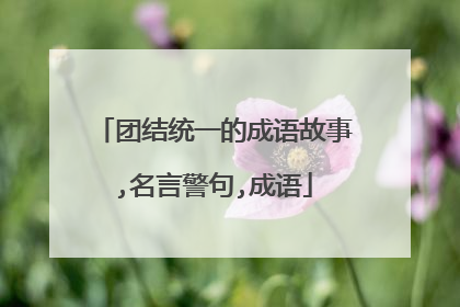 团结统一的成语故事,名言警句,成语