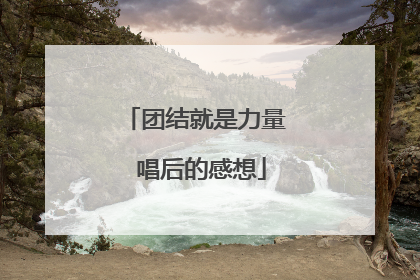 团结就是力量 唱后的感想