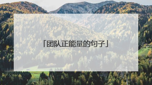 团队正能量的句子