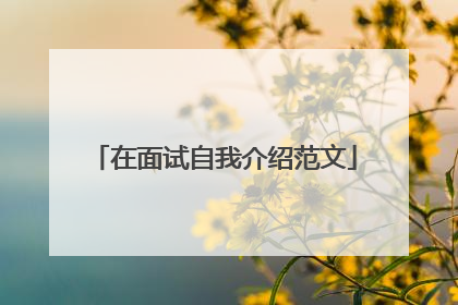 在面试自我介绍范文