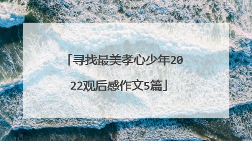 寻找最美孝心少年2022观后感作文5篇