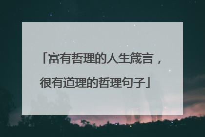 富有哲理的人生箴言，很有道理的哲理句子