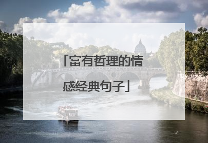 富有哲理的情感经典句子