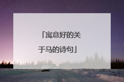寓意好的关于马的诗句