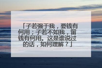 子若强于我，要钱有何用；子若不如我，留钱有何用。这是谁说过的话，如何理解？