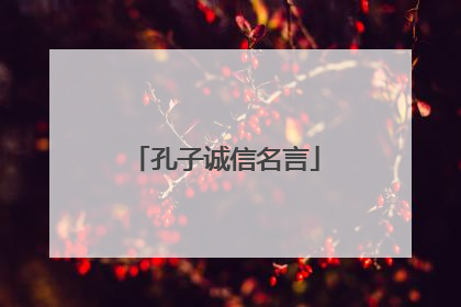 孔子诚信名言