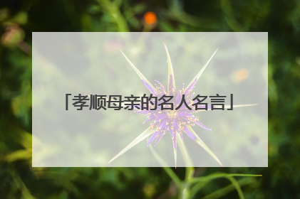 孝顺母亲的名人名言