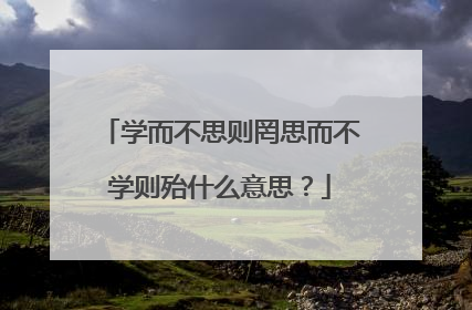 学而不思则罔思而不学则殆什么意思?