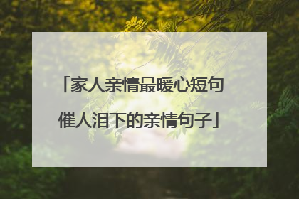 家人亲情最暖心短句 催人泪下的亲情句子