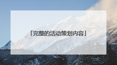 完整的活动策划内容