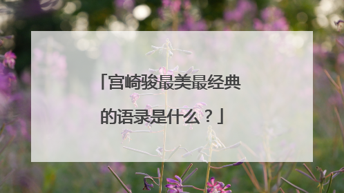 宫崎骏最美最经典的语录是什么？