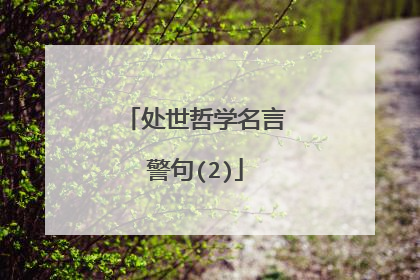 处世哲学名言警句(2)