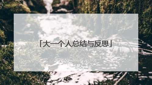 大一个人总结与反思