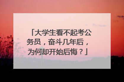 大学生看不起考公务员，奋斗几年后，为何却开始后悔？