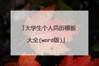 大学生个人简历模板大全(word版)