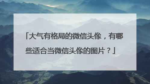 大气有格局的微信头像，有哪些适合当微信头像的图片？