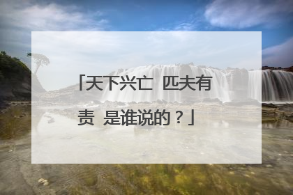 天下兴亡 匹夫有责 是谁说的？