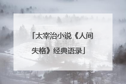 太宰治小说《人间失格》经典语录