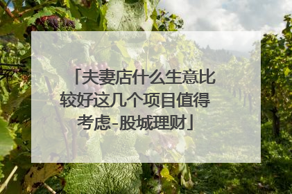 夫妻店什么生意比较好这几个项目值得考虑-股城理财