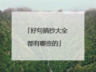 好句摘抄大全都有哪些的
