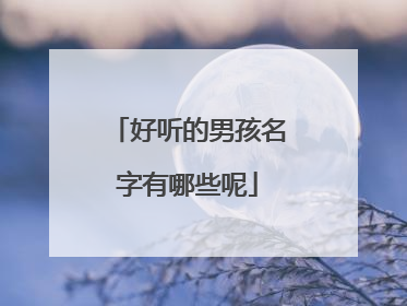 好听的男孩名字有哪些呢
