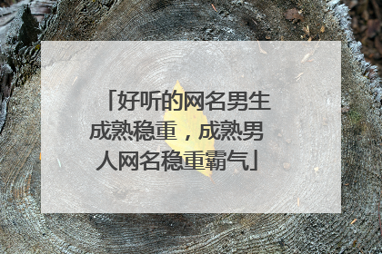 好听的网名男生成熟稳重，成熟男人网名稳重霸气