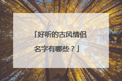 好听的古风情侣名字有哪些？