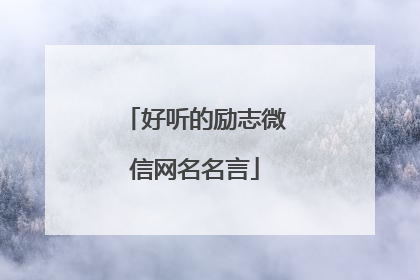 好听的励志微信网名名言