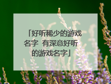 好听稀少的游戏名字 有深意好听的游戏名字