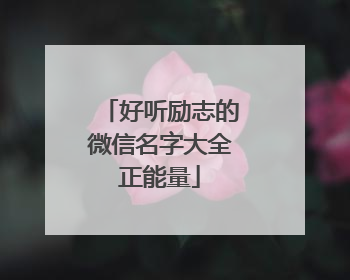 好听励志的微信名字大全正能量