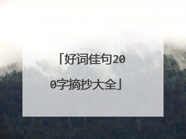 好词佳句200字摘抄大全