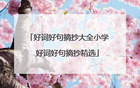 好词好句摘抄大全小学 好词好句摘抄精选