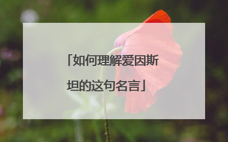 如何理解爱因斯坦的这句名言