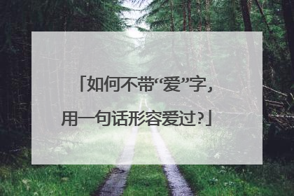 如何不带“爱”字,用一句话形容爱过?