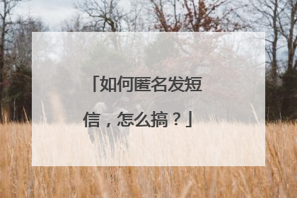 如何匿名发短信，怎么搞？