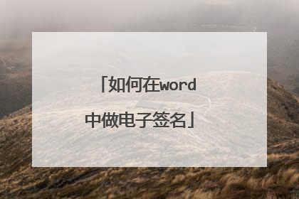 如何在word中做电子签名