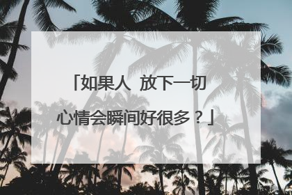 如果人 放下一切 心情会瞬间好很多?