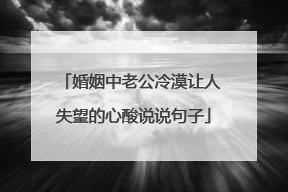 婚姻中老公冷漠让人失望的心酸说说句子