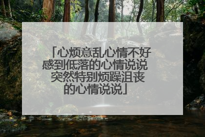 心烦意乱心情不好感到低落的心情说说 突然特别烦躁沮丧的心情说说