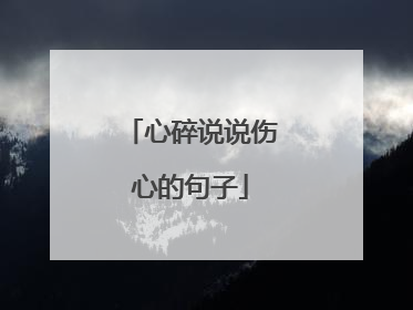 心碎说说伤心的句子