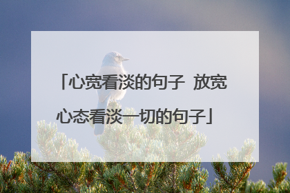 心宽看淡的句子 放宽心态看淡一切的句子