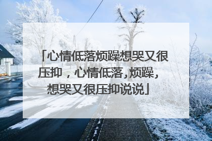 心情低落烦躁想哭又很压抑,心情低落,烦躁,想哭又很压抑说说