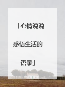 心情说说感悟生活的语录